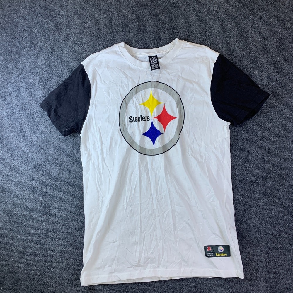 NFL Pittsburgh Steelers T Shirt Mens Medium White Good Colorblock Graphic Tee